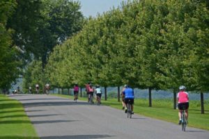 Bikers on Hudson Valley Rail trail. A. Colarusso Construction.